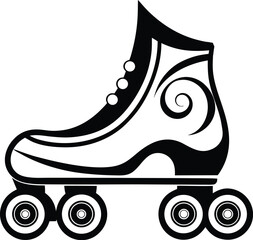 roller skate silhouette, four wheels, vintage boot