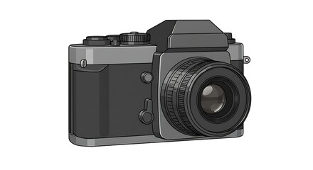 Vector of and old photo camera on white background illustration