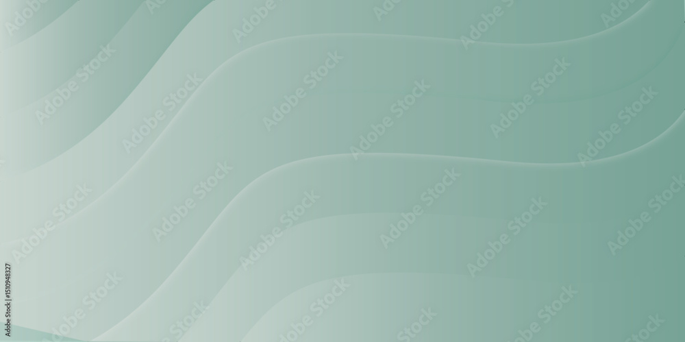 Poster abstract background soft green and white curve wavy lines with a smooth gradient effect background.