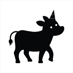 Cow walking wearing a party hat vector