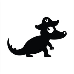 Obraz premium Crocodile crawling wearing a pirate hat vector