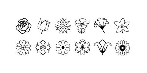 Flower Line Art Icons