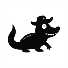 Crocodile crawling wearing a pirate hat vector