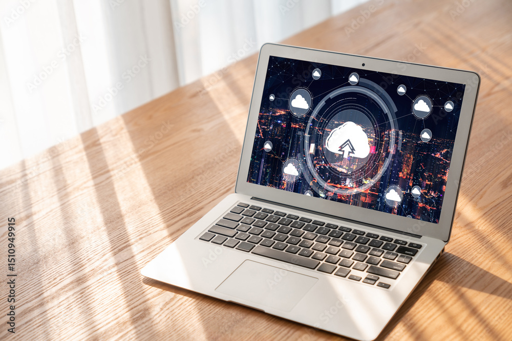 Poster cloud computing software for modish remote work and personal data storage