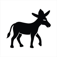 Donkey walking wearing a sunhat vector