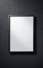 Framed Blank Canvas on Dark Textured Wall for Mockup Display