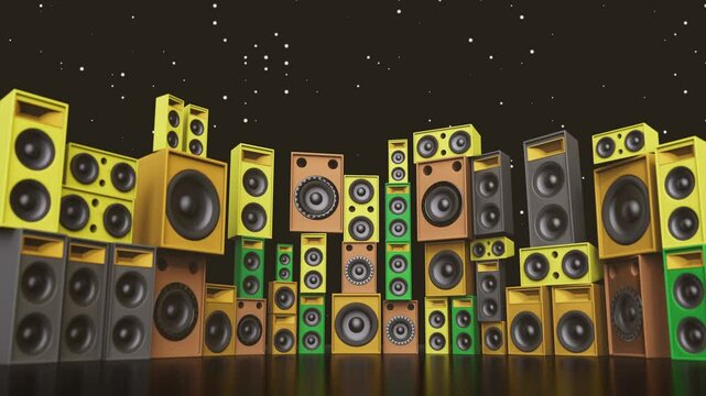 Wall with colored speakers