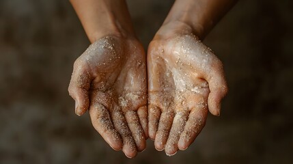 Fototapeta premium Close up of Dry Weathered Hands with Minimal Background