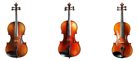 Elegant Violin Trio Displayed on Black Background for Music Lovers Isolated Transparent Background
