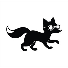 Fox running wearing glasses vector