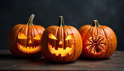 Spooky spider pumpkins with intricate web details, perfect for Halloween decor These intricately carved pumpkins add a touch of creepy fun to your autumn celebrations , spiderweb, spider pumpkin