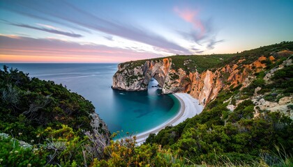 Flat lay of beauty products on marble background