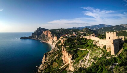 Flat lay of beauty products on marble background