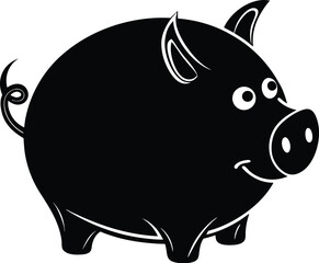 piggy bank silhouette, coin slot, saving icon
