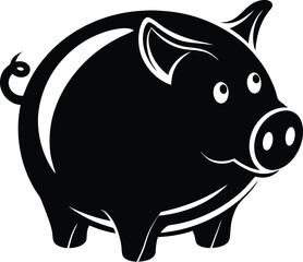 piggy bank silhouette, coin slot, saving icon
