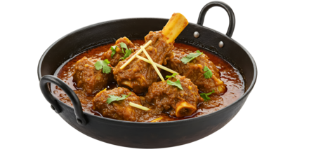 Traditional Pakistani Mutton Karahi White Background