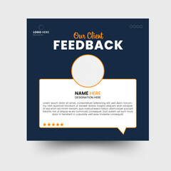 Customer feedback testimonial, Client testimonial vector design template, client testimonial social media web banner template, client review template. Set of client review and social media post. 