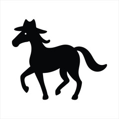 Horse trotting wearing a cowboy hat vector