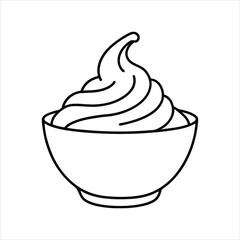  Minimalist Whipped Cream in Bowl Line Art