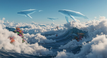 The Sky Reef: An Ocean Made of Clouds with Flying Whales and Coral