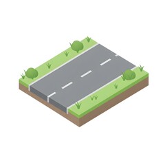 Isometric road with grass and dividers