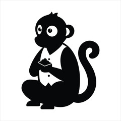 Macaque eating wearing a vest vector