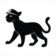 Ocelot walking wearing a cap vector