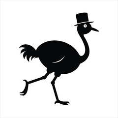 Ostrich running wearing a top hat vector