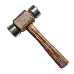 Wooden-handled hammer with metal heads
