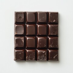 Obraz premium Dark chocolate square block close up on a white background