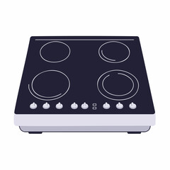 Fototapeta premium Simple black electric stovetop cartoon illustration