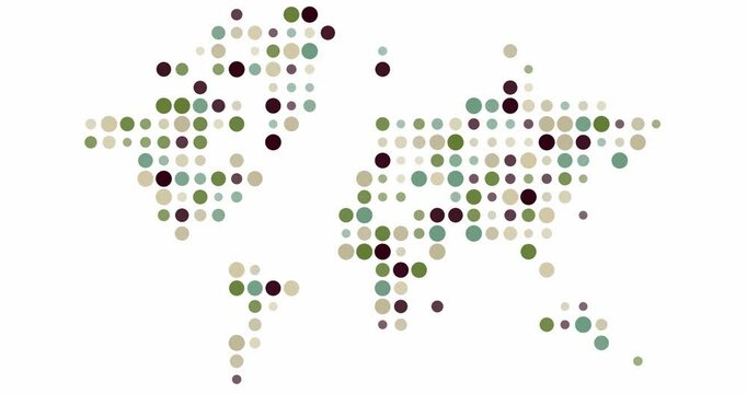 Pulsing Dots Form Abstract World Map