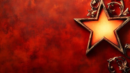 Red background, ornate star