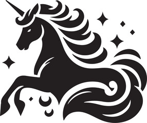 Unicorn Silhouette Isolated on White Background