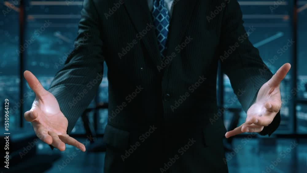 Poster human interact with ai artificial intelligence brain processor in concept of ai artificial intellige