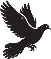 Pigeon Silhouette Isolated on White Background