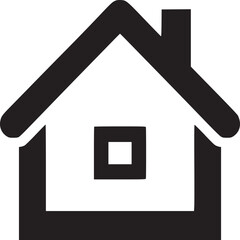 A minimalist silhouette of a building with white windows on a white background