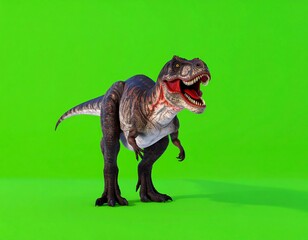 Cartoon T-Rex on green background