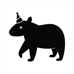 Tapir walking wearing a birthday hat vector