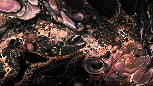 This close-up reveals a stunning rose gold marble slab showcasing natural fluid patterns and a subtle sparkle. The reflective finish enhances the warm blush hues, creating an elegant visual impact.