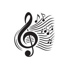 elegant Musical notes wave.