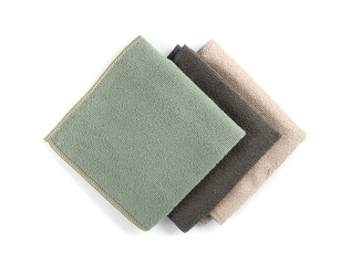 Cleaning cloth isolated, beige, grey, green wipe rag, cleaning microfiber towel, wiping cotton