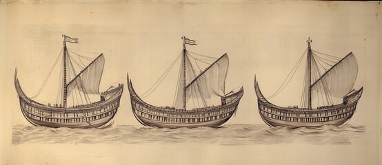 An old illustration from Magasin Pittoresque, Paris, 1848, by an unidentified author, depicts a couple of warships fighting at close range and two more warships far away near the horizon,