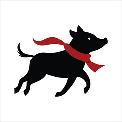 Warthog running wearing a scarf vector