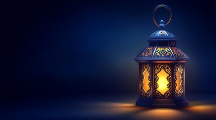 Ornate lantern glows softly in the dark