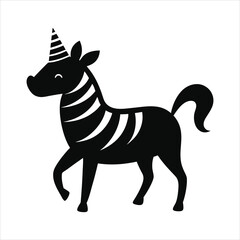 Zebra prancing wearing a party hat vector