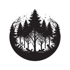 forest scenery vector silhouette clip art logo design illustration