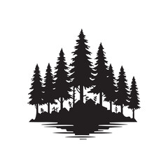 Fototapeta premium forest scenery vector silhouette clip art logo design illustration