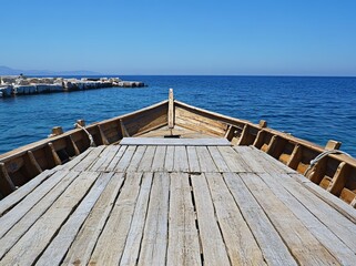 Fototapeta premium In Athens, Greece, there exists a full-scale replica of an ancient trireme warship