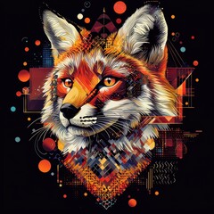 Fantasy Fox with Geometric Design